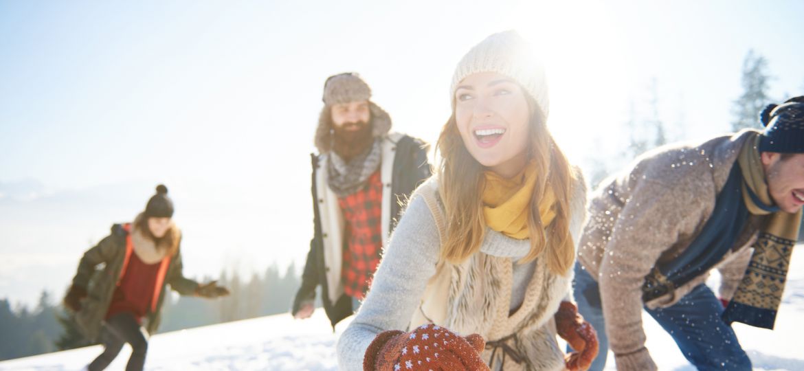 Friends enjoying themselves during winter time